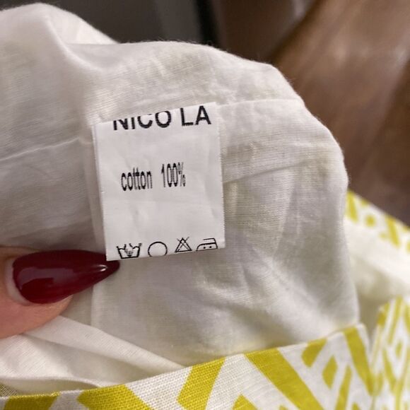 NicoLA Green Cream Geometric Pattern Square Beck Shift Dress - Picture 12 of 12